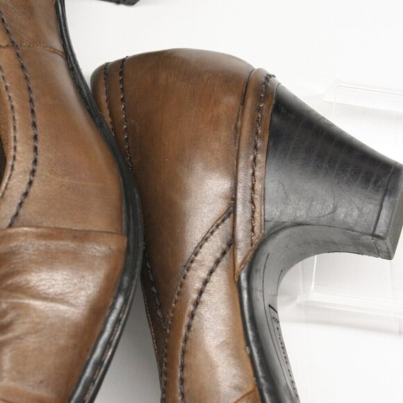 New Balance Cobb Hill Antique Brown Leather Pleated Knot Slip On Pump Heel Sz 10 - Picture 15 of 15